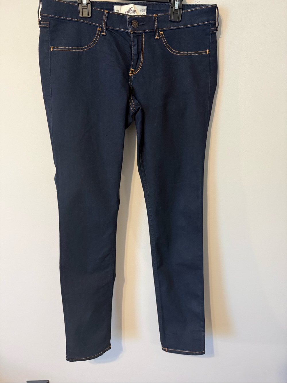 Hollister Women's Dark Stretch Skinny Jeans with Contrast Stitching